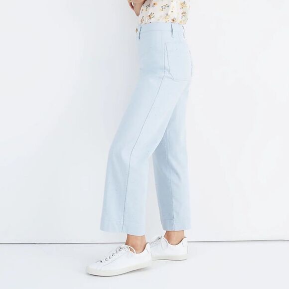 Madewell Slim Emmett Wide-Leg Crop Pants in Light Wash Chambray Speckle Size 31 - Picture 6 of 15